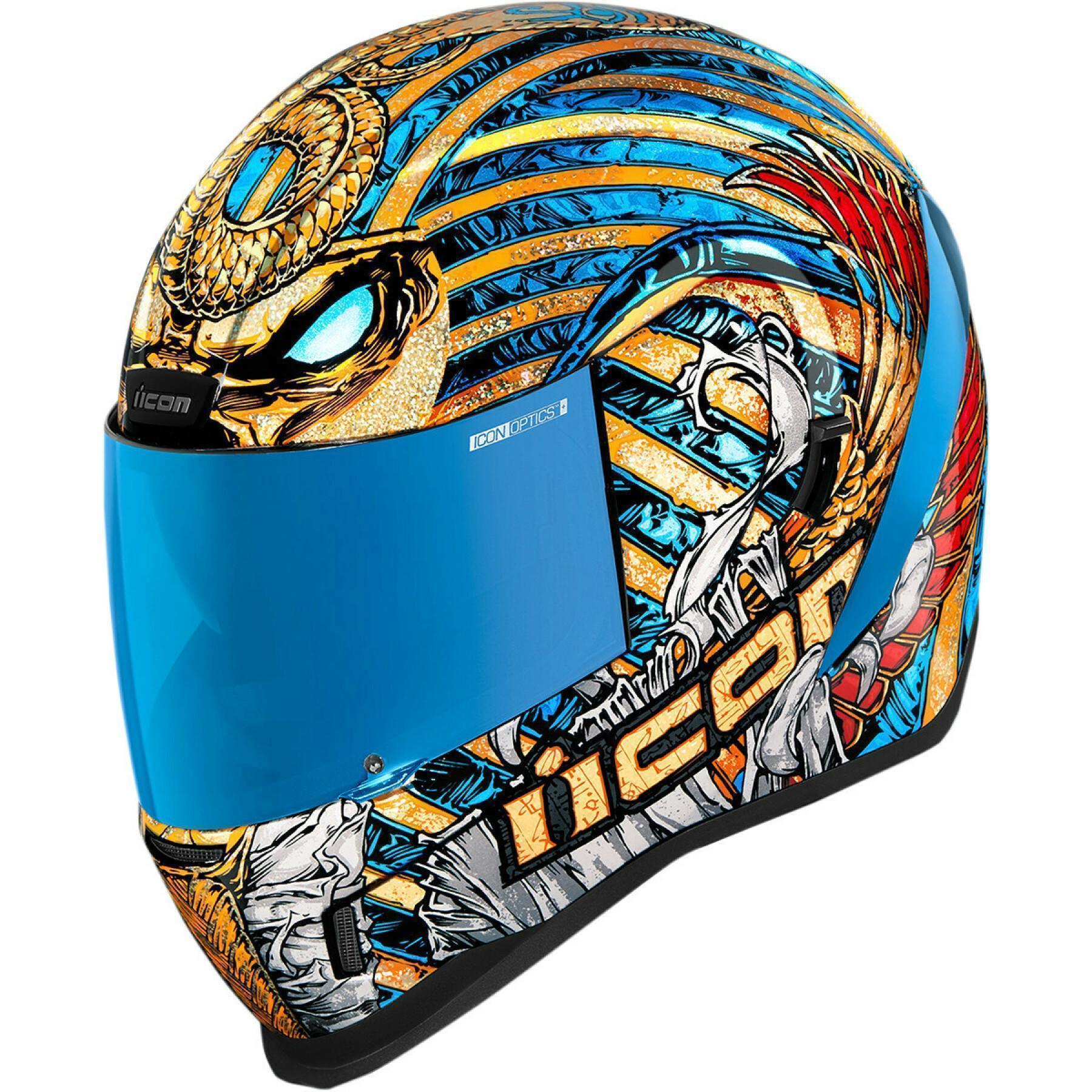 Kask motocyklowy z pełną twarzą Icon afrm pharaoh gd