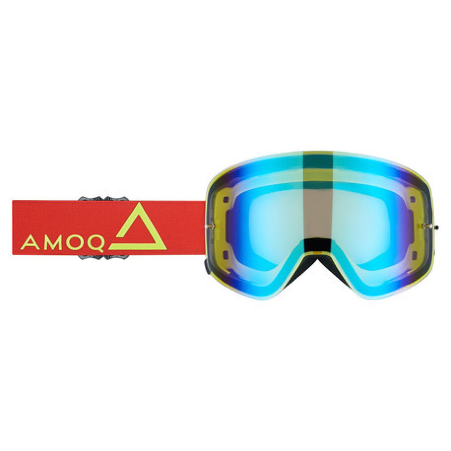 Gogle motocyklowe crossowe ze złotą lustrzaną soczewką Amoq Vision Magnetic