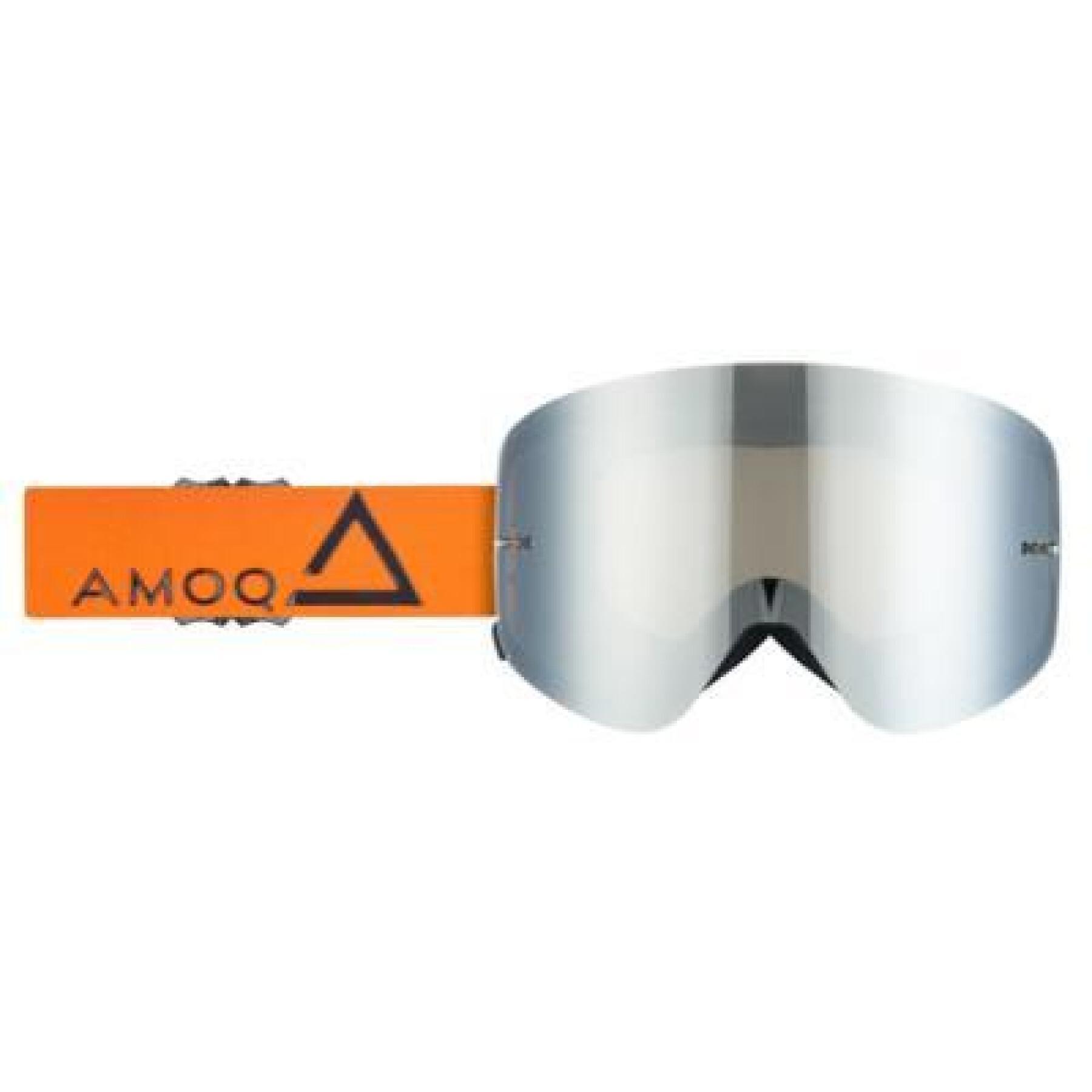 Gogle motocyklowe crossowe ze srebrną lustrzaną soczewką Amoq Vision Magnetic