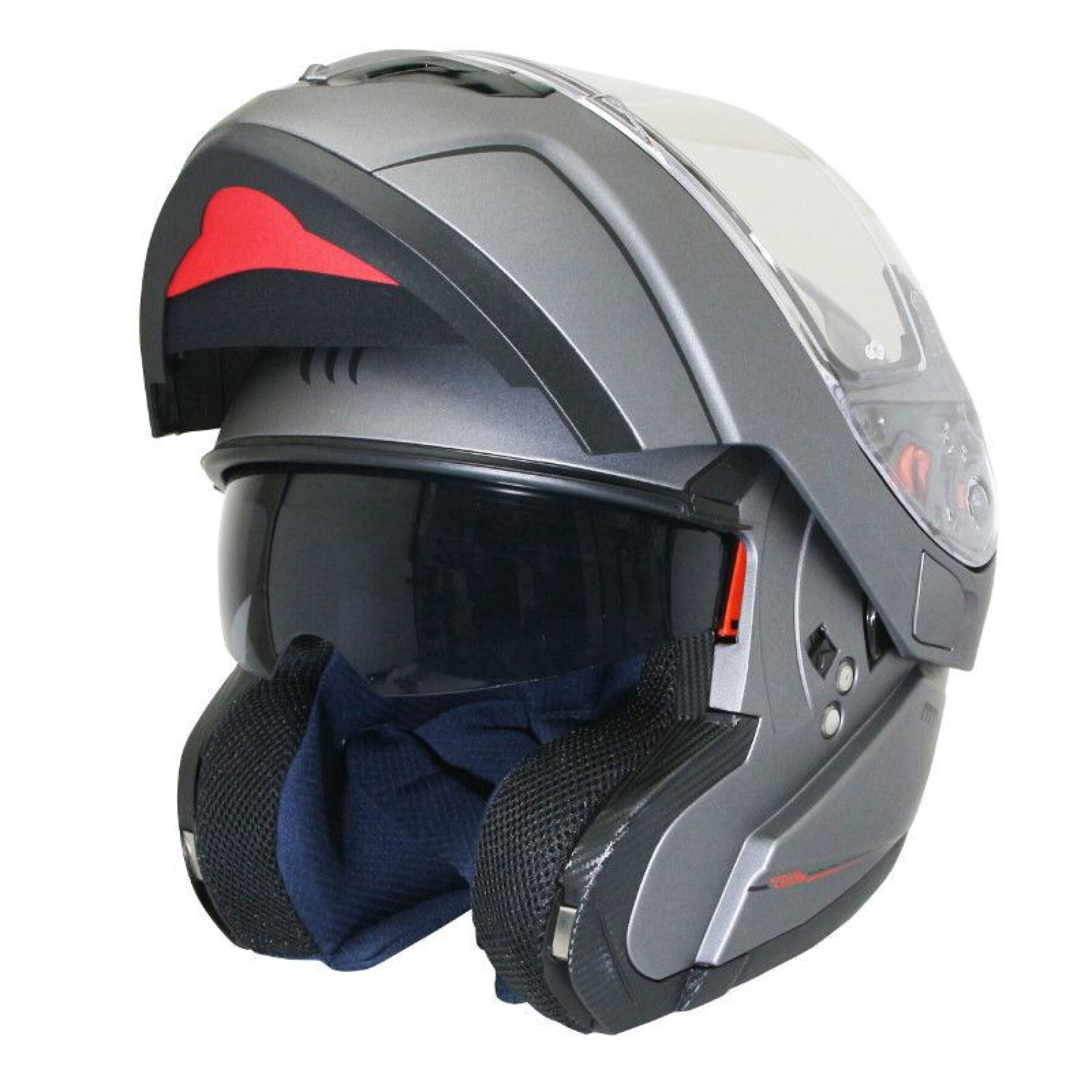 Modułowy kask z podwójną osłoną, gładki, tytanowy matowy l MT Helmets ATOM SV