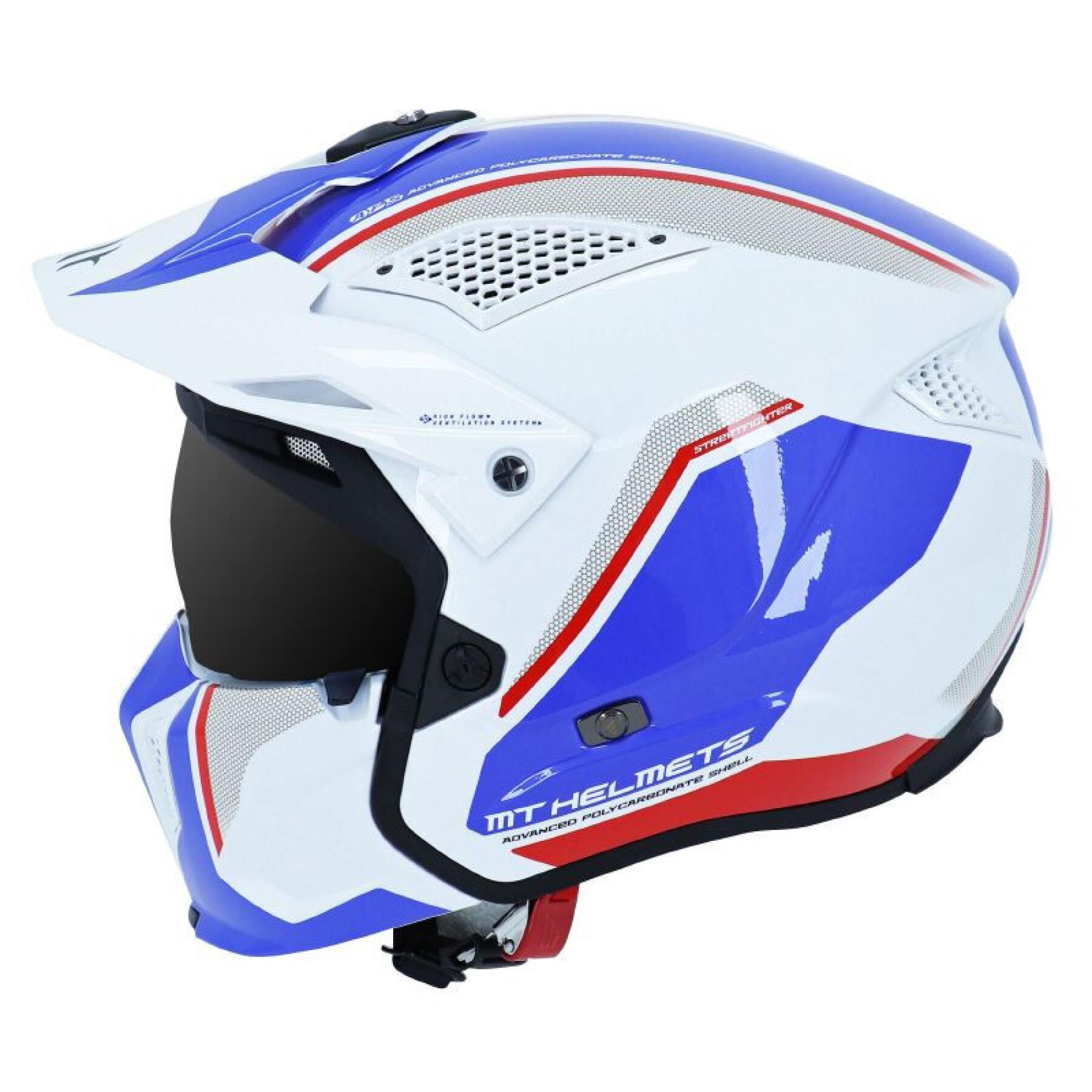 Ciemny kask jednoskładnikowy z odpinanym paskiem pod brodę MT Helmets MT STREETFIGHTER SV SKULL (dostarczany z dodatkową niebieską osłoną)
